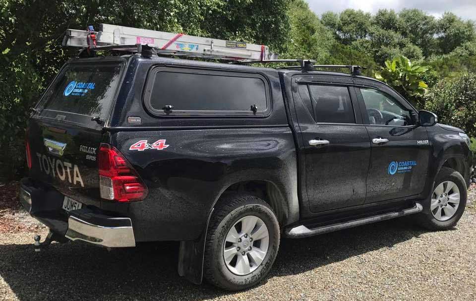Coastal Cooling branded Toyota Hilux service vehicle